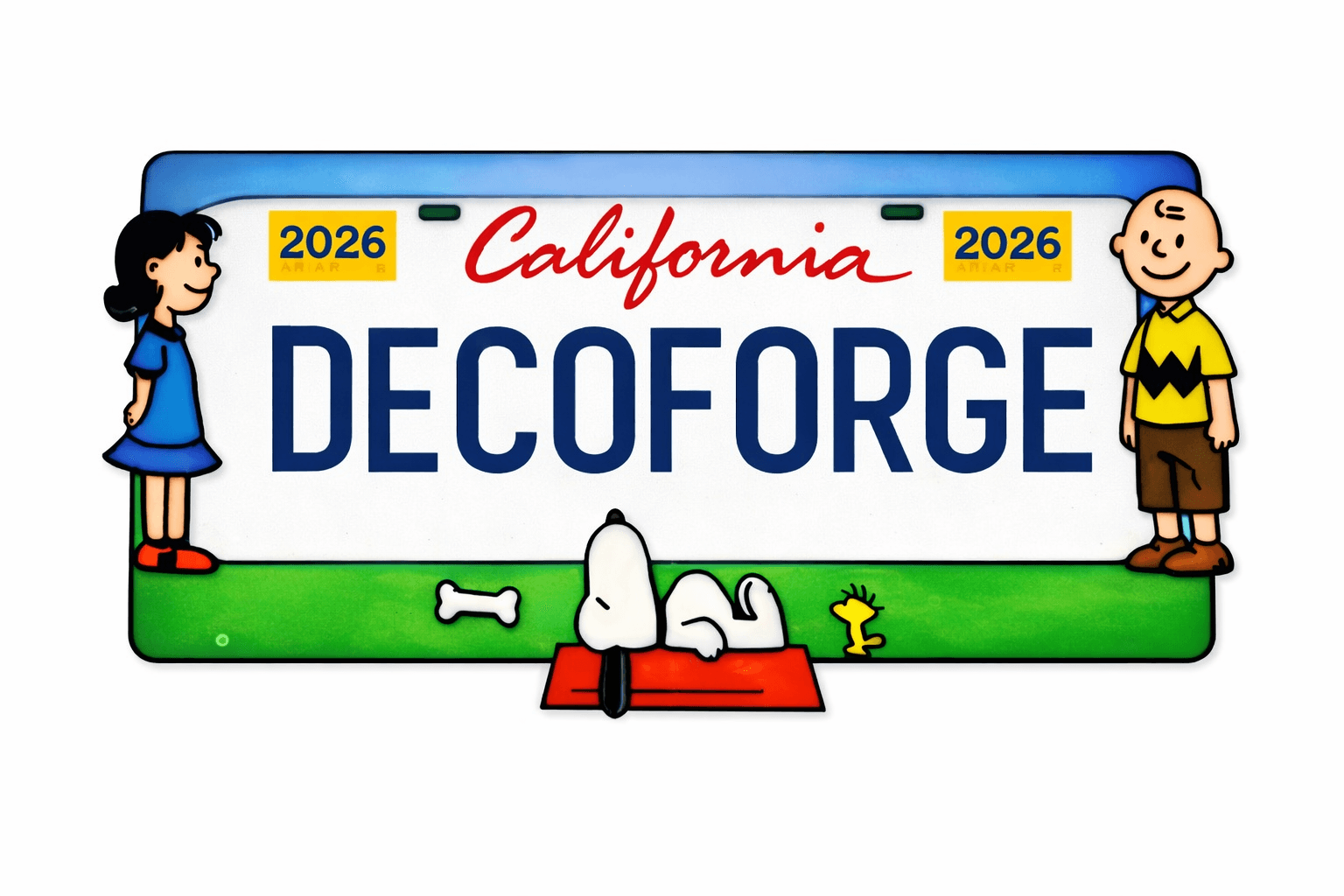 Snoopy License Plate Frame handmade epoxy custom license plate frame