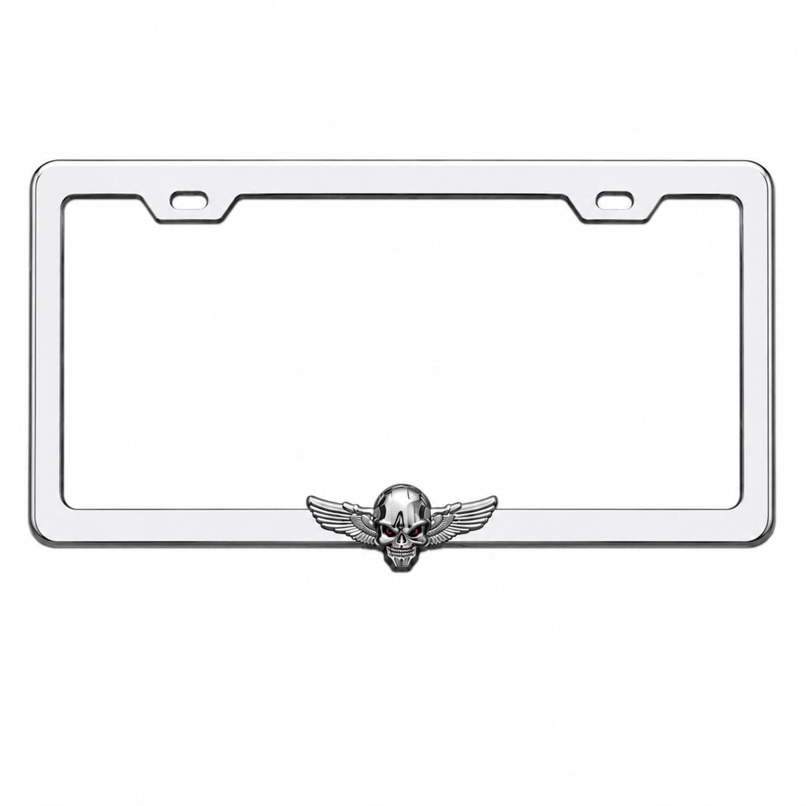 Chrome Skull License Plate Frame handmade license plate frame